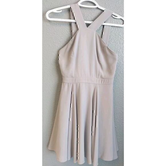 Lulu's Forevermore Gray Halter Skater Dress Size XSmall - Picture 1 of 16